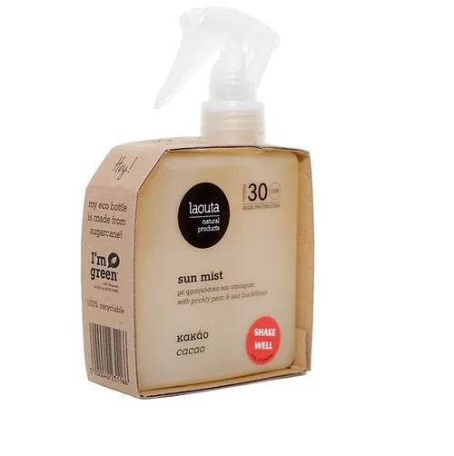 Zonnebescherming - Laouta Sun Mist met hoge bescherming Spf 30 KAKAO (body) - Ilse de Beaute